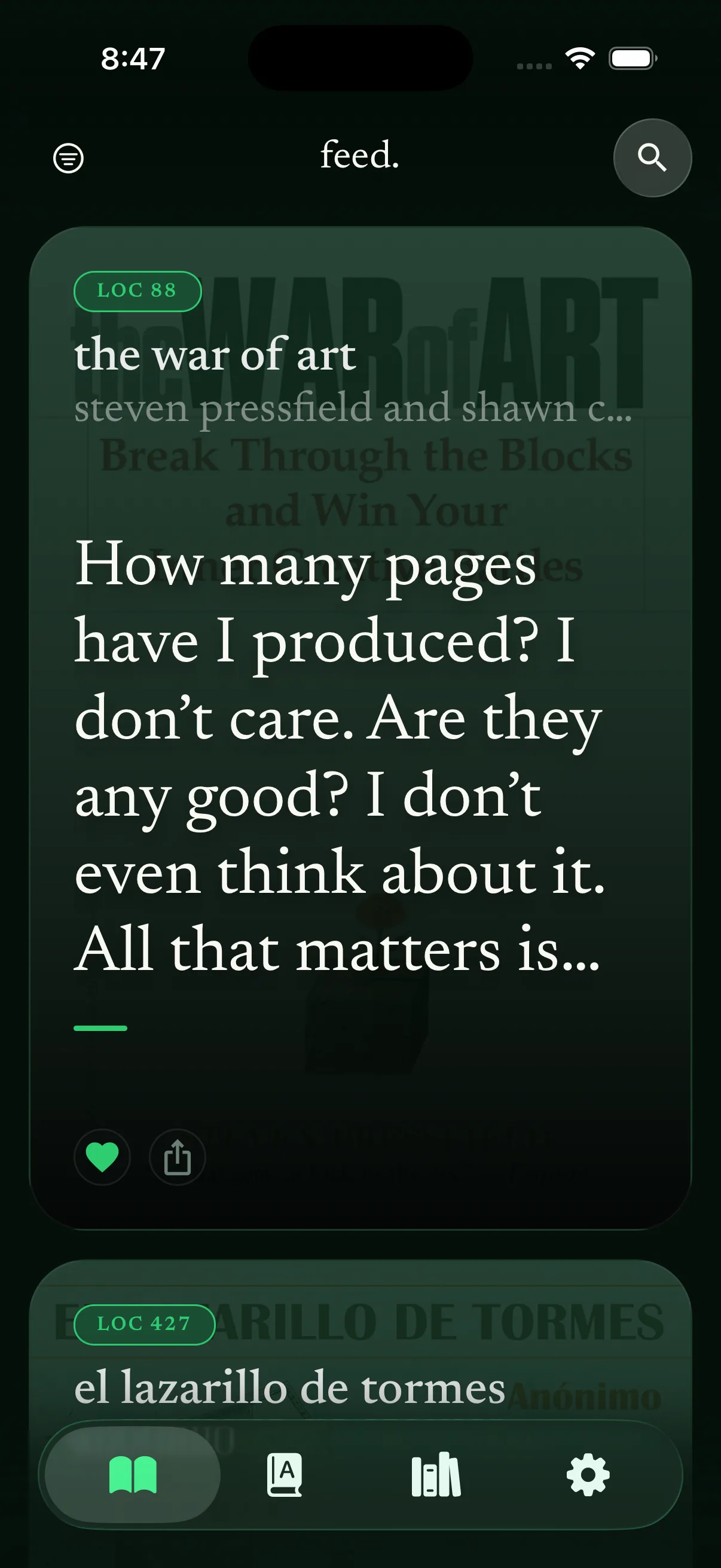 relic feed view